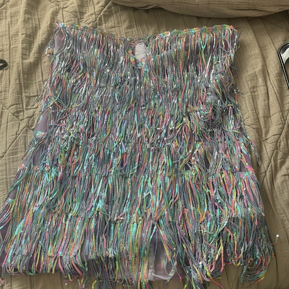 HERE TO SHIMMER AND SHAKE SEQUINS FRINGE MINI DRESS - Picture 4 of 4
